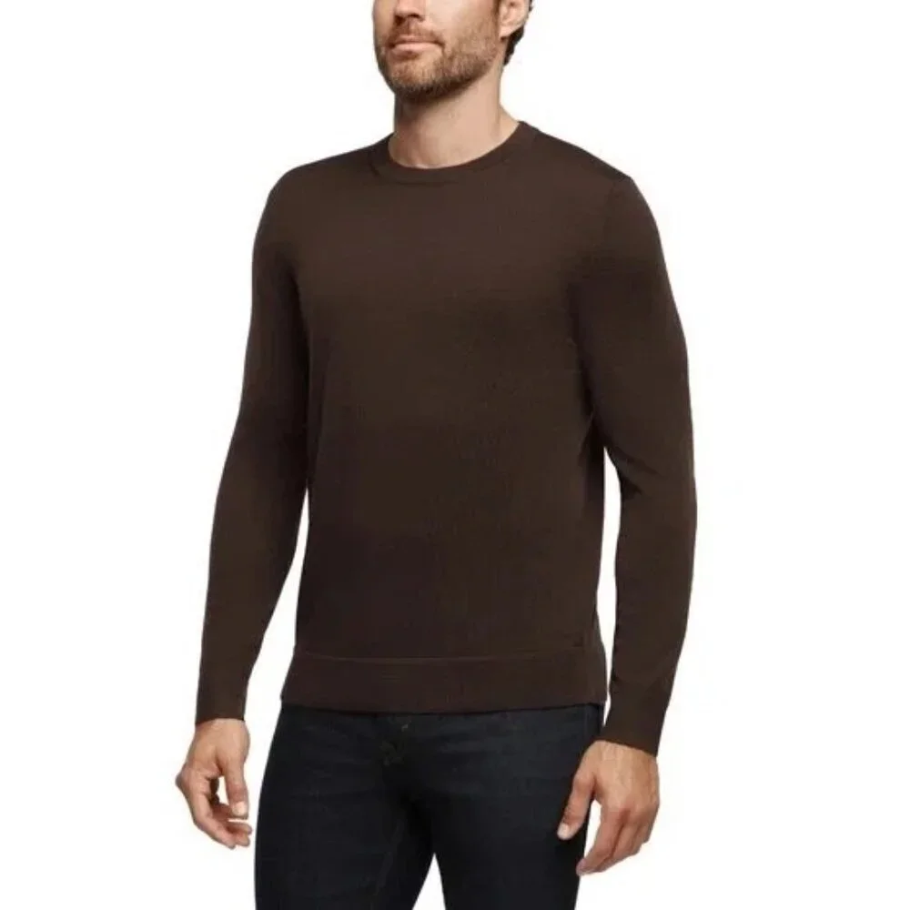 NEW Banana Republic Men's L Brown 100% Merino Wool Sweater Crew neck  M0118